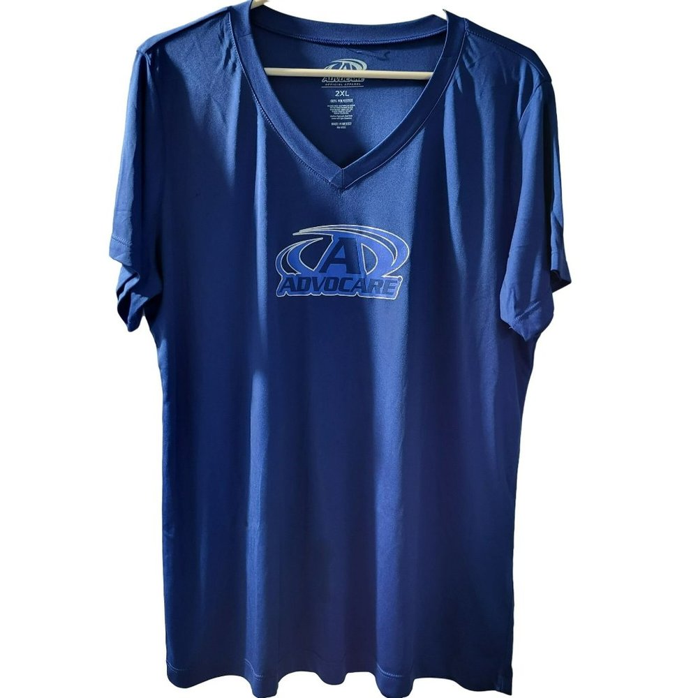 Advocare Women's Blue Official Apparel V-Neck Short Sleeves T-Shirt, Size 2XL